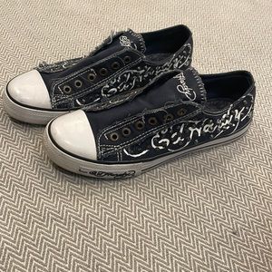 Ed Hardy Vintage Distressed with Metal Studs Slip On Sneakers